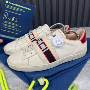 Gucci Ace Stripe Low top Sneaker White Leather 9.5 US or 39.5 EUR